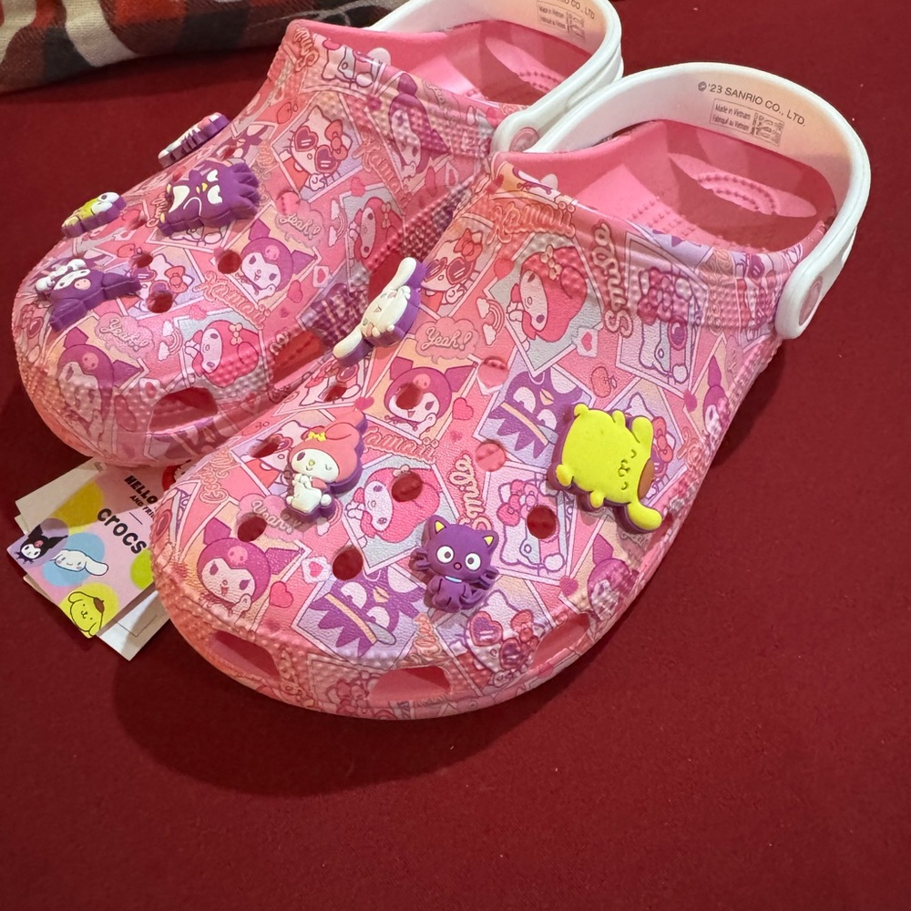 CROCS Pink Sanrio Character Clogs with White Heel Strap